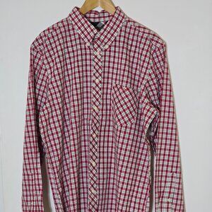 Oxford Long Sleeve Shirt Mens Ben Sherman Plaid Red Green Button Down XL MA00140